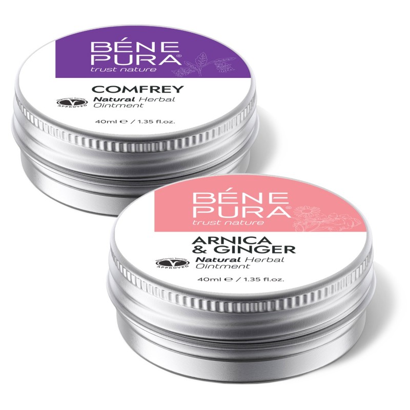 Locītavu ziede ar Comfrey un Zilumu un muskuļu ziede ar Arniku un Ingveru - GMC