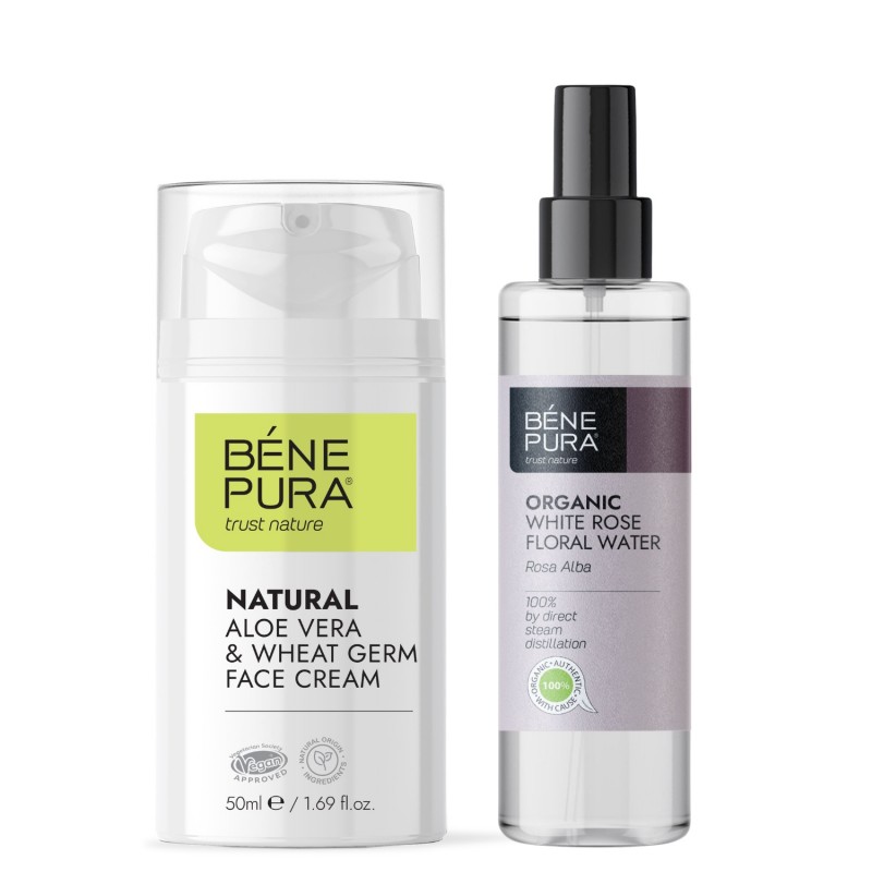 Aloe Vera sejas krēms un Bio Baltās Rozes Ziedūdens - 