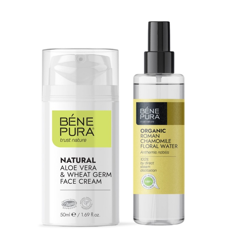 Aloe Vera sejas krēms un Bio Romiešu Kumelīšu Ziedūdens - 