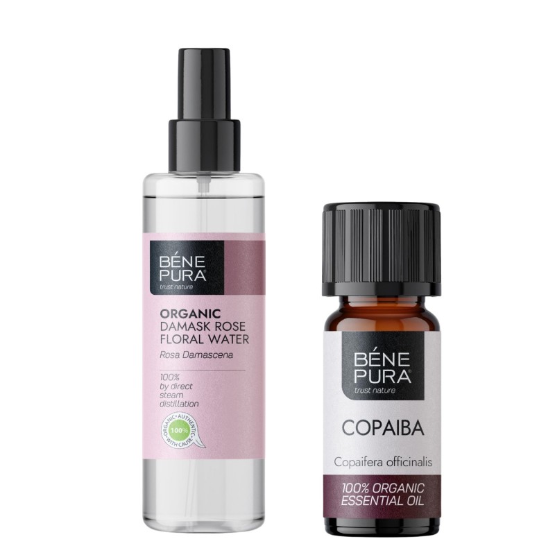 Bio Damaskas Rozes Ziedūdens un Bio Copaiba Ēteriskā eļļa - GMC