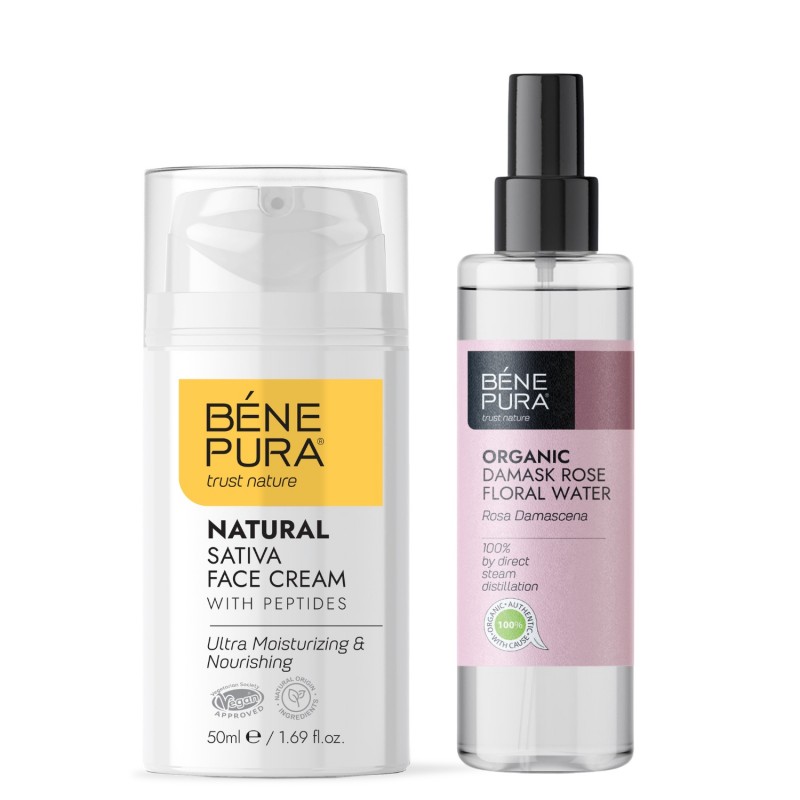 Mitrinošs sejas krēms un Bio Damaskas Rozes Ziedūdens - GMC