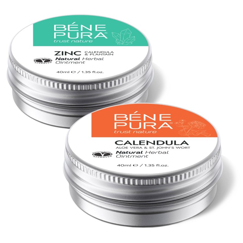 Pretniezes Ziede ar Cinka Oksīds un Apdegumu un brūču ziede ar Kliņģerīti, Alveju un Asinszāli - GMC