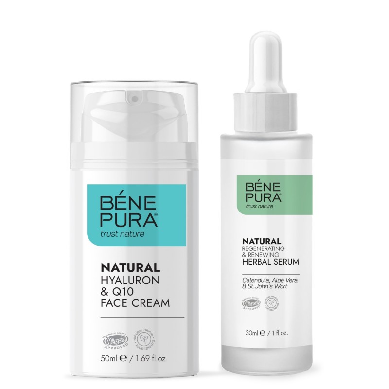 Hyaluron & Q10 sejas krēms un Atjaunojošs sejas serums - GMC