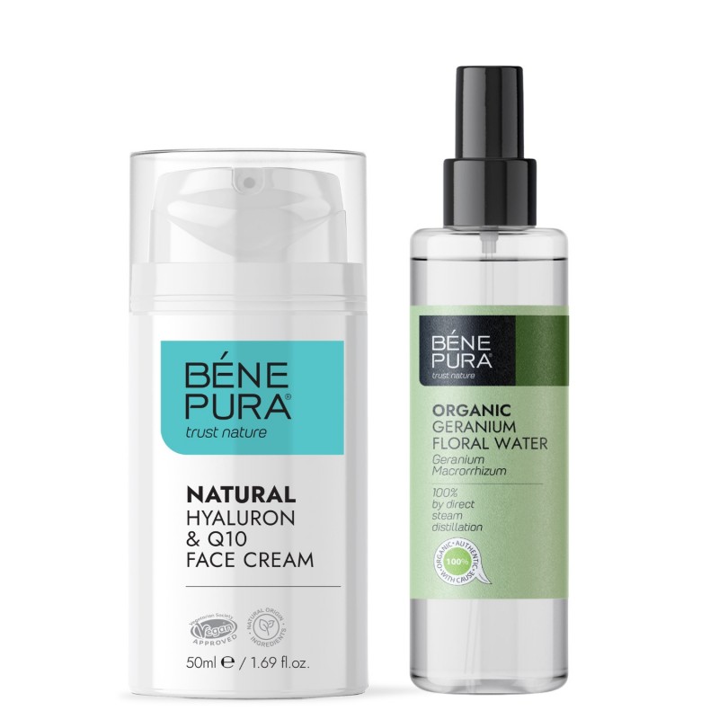 Hyaluron & Q10 sejas krēms un Bio Ģerānijas Ziedūdens - GMC