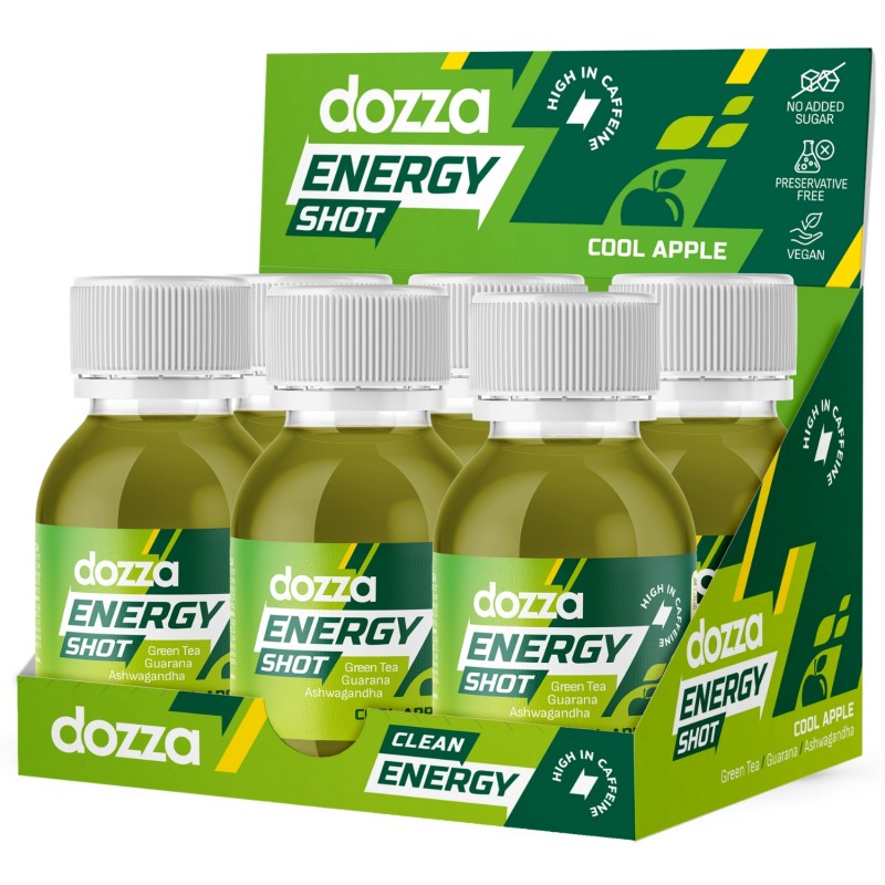 6x Pack DOZZA Energy Cool Apple Energy shot - 60ml - Preču salīdzināšana