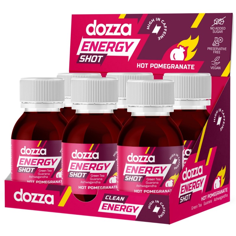 6x Pack DOZZA Energy Hot Pomegranate Energy shot - 60ml - Preču salīdzināšana