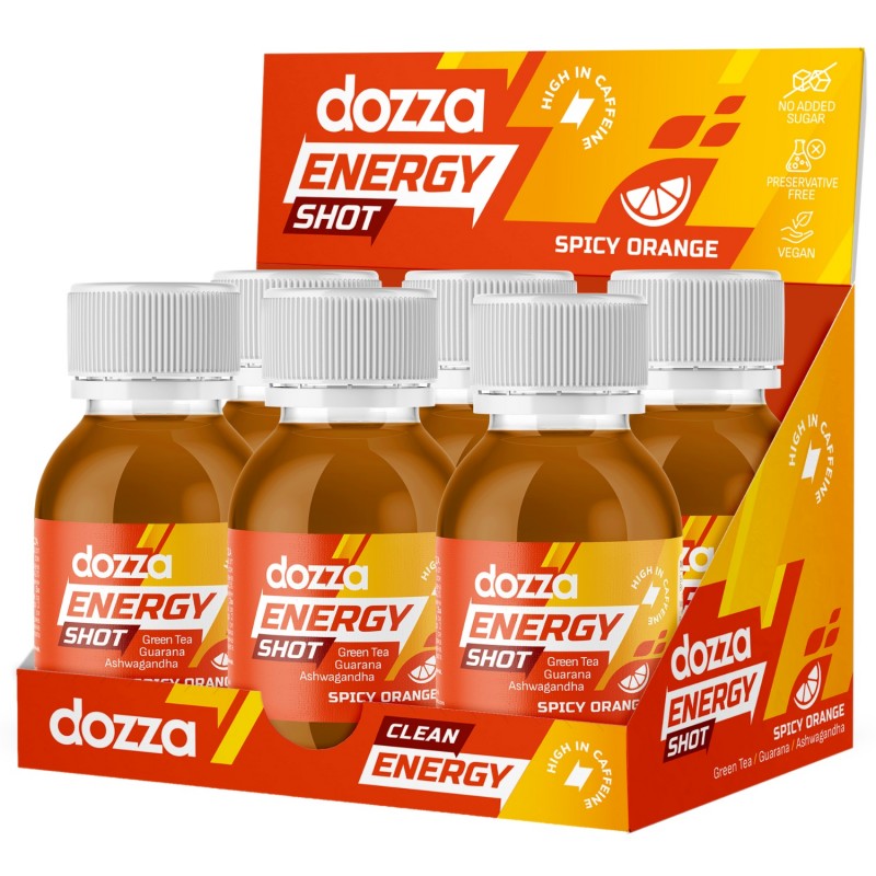 6x Pack DOZZA Energy Spicy Orange Energy shot - 60ml - Preču salīdzināšana