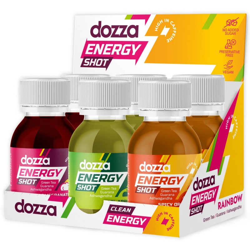 6x Pack DOZZA Energy Rainbow Pack Energy shots - 60ml - Preču salīdzināšana