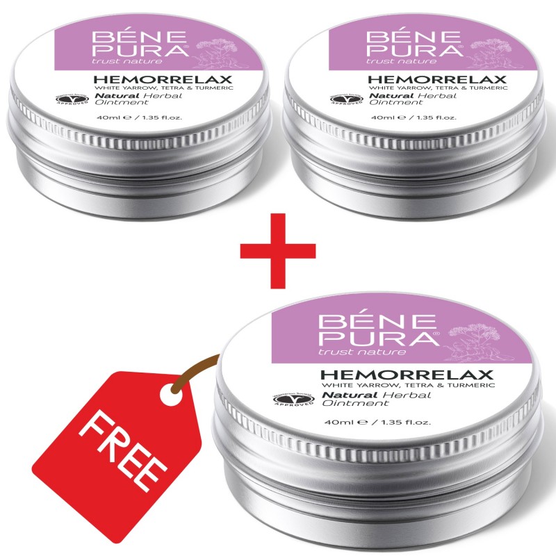 3x Hemoroīdu Ziede ar Balto Pelašķu, Tetra un Kurkumu - 40ml - 